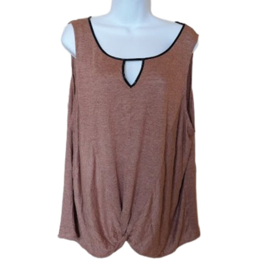 Brown Sleeveless Tank Top Fits 2X
